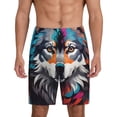 thumbnail image 1 of Logiee Tie-Dye Wolf Head Print Men's Pajama Shorts with Drawstring & Pockets,Sleep Shorts for Men,Sleepwear Bottoms,Elastic Waistband Loungewear-3X-Large, 1 of 6