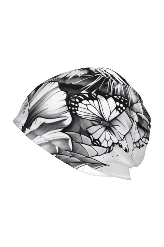 Tiger Butterfly Floral Art Print Unisex Knit Beanie for Men Women Winter Hat,Beanies Skull Caps