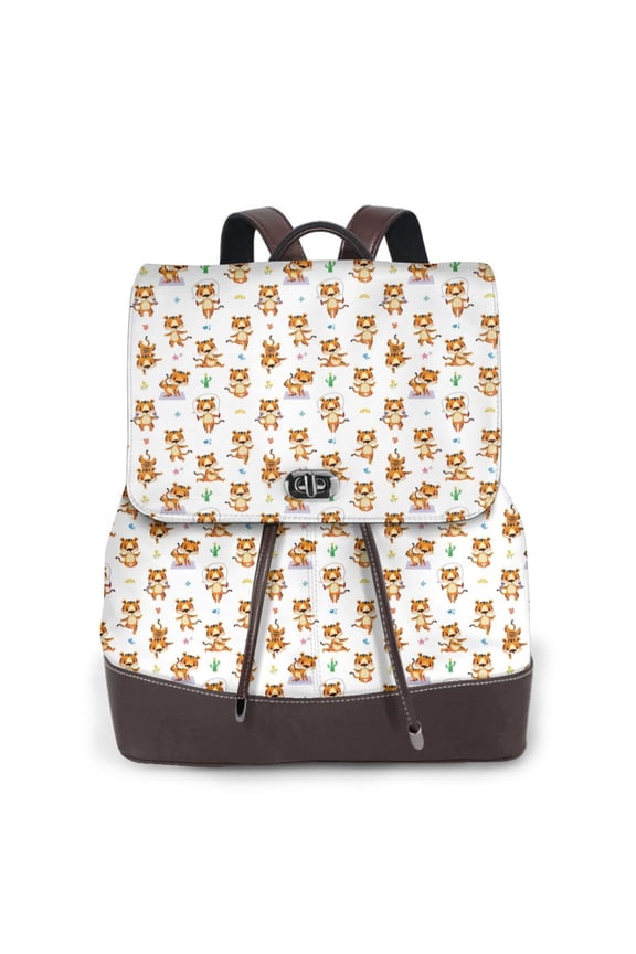 Logiee Tigers go in for Sports Print Backpack Purse for Women,Fashion Leather Backpack Purse,Women's Leather Backpack for Work College Travel
