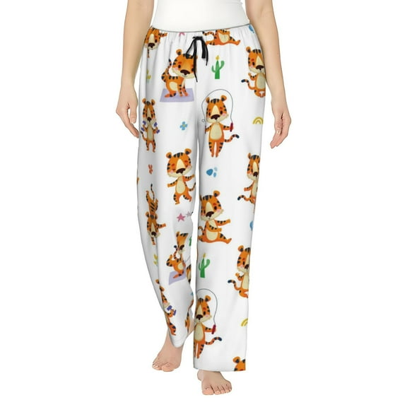 Logiee Tigers go in for Sports Print Women Pajama Pants,Comfy Pj Bottom with Pockets & Drawstring,Stretch Casual Sleepwear-XX-Large