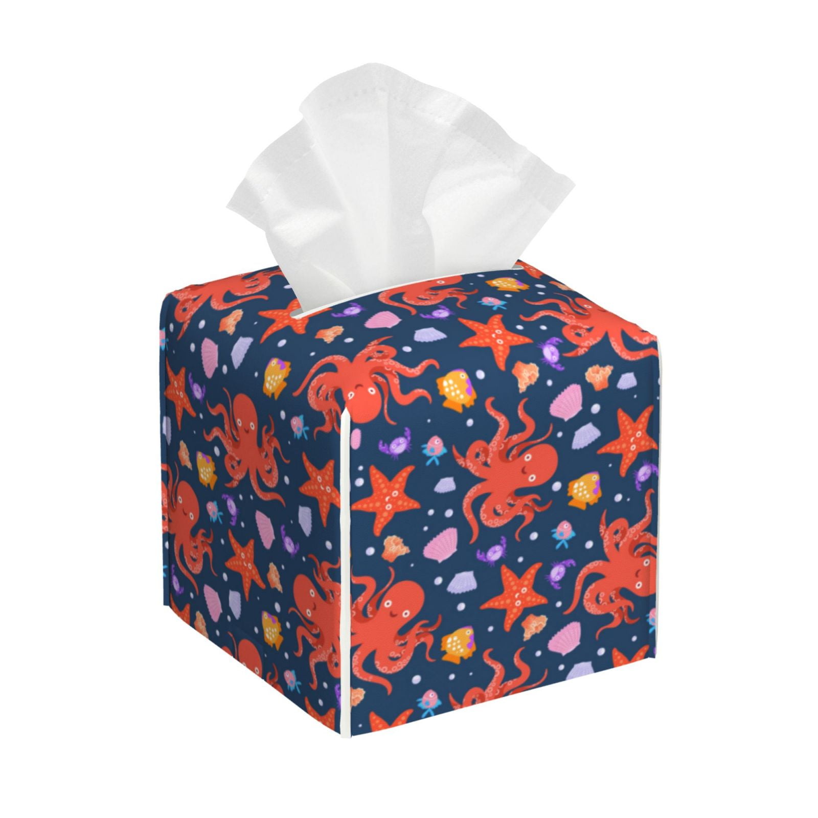 Halloween Tissue Box Cover PU Leather Square Tissues Holder Scary Night Haunted - View #3