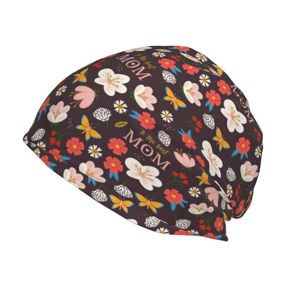 Logiee To The Best Mom Print Unisex Knit Beanie for Men Women Winter Hat,Beanies Skull Caps