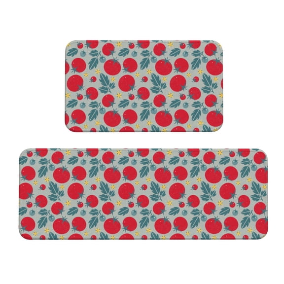 Logiee Tomato Print Kitchen Mats for Floor Sets of 2,Waterproof Kitchen Rugs,Non Slip Comfort Standing Mat Rug for Home,Runner,Sink,Office,Laundry
