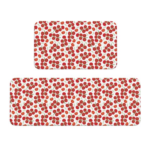Logiee Tomato Print Kitchen Mats for Floor Sets of 2,Waterproof Kitchen Rugs,Non Slip Comfort Standing Mat Rug for Home,Runner,Sink,Office,Laundry