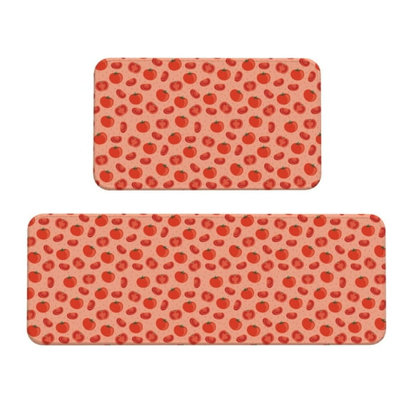 Logiee Tomato Print Kitchen Mats for Floor Sets of 2,Waterproof Kitchen Rugs,Non Slip Comfort Standing Mat Rug for Home,Runner,Sink,Office,Laundry