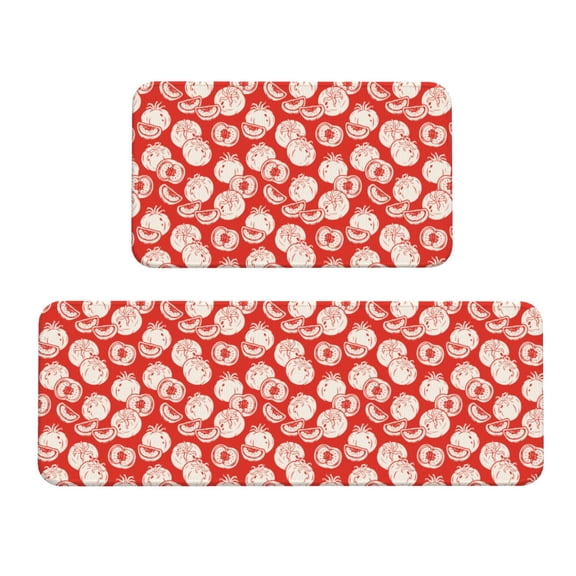 Logiee Tomatoes Print Kitchen Mats for Floor Sets of 2,Waterproof Kitchen Rugs,Non Slip Comfort Standing Mat Rug for Home,Runner,Sink,Office,Laundry