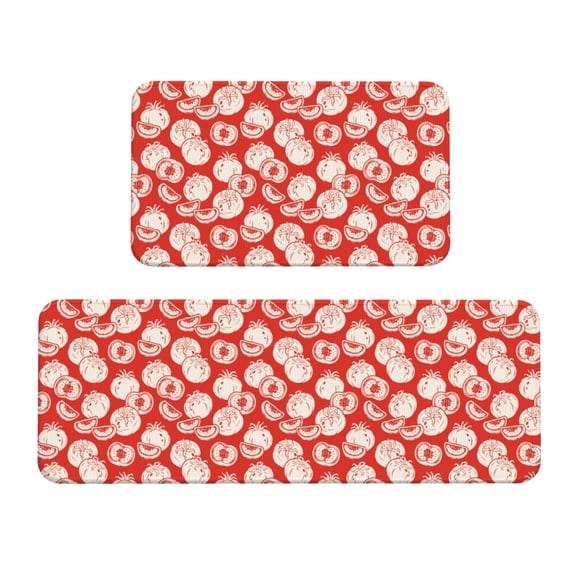Logiee Tomatoes Print Kitchen Mats for Floor Sets of 2,Waterproof Kitchen Rugs,Non Slip Comfort Standing Mat Rug for Home,Runner,Sink,Office,Laundry