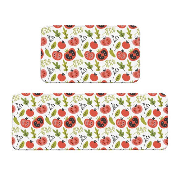 Logiee Tomatoes Print Kitchen Mats for Floor Sets of 2,Waterproof Kitchen Rugs,Non Slip Comfort Standing Mat Rug for Home,Runner,Sink,Office,Laundry