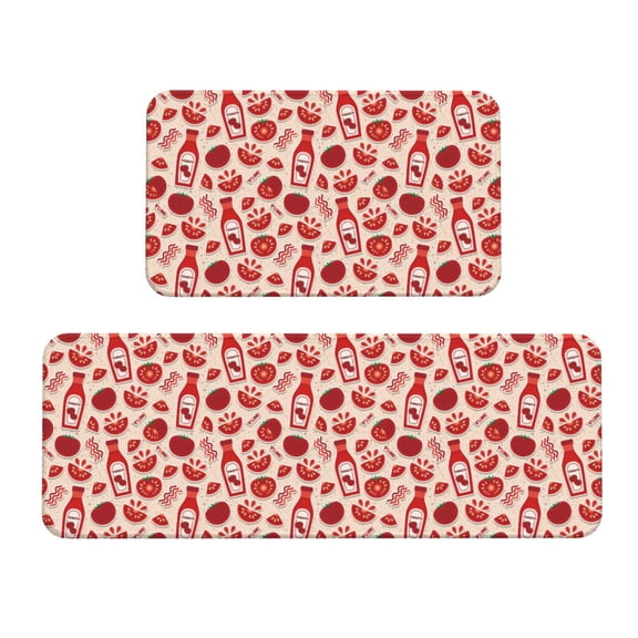 Logiee Tomatoes Print Kitchen Mats for Floor Sets of 2,Waterproof Kitchen Rugs,Non Slip Comfort Standing Mat Rug for Home,Runner,Sink,Office,Laundry