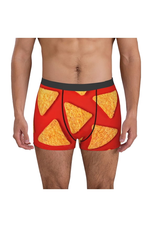 Tortilla chips Print Mens Boxer Briefs,Boxer Briefs for Men,Breathable Stretch Underwear,Boys Boxer Briefs-Large