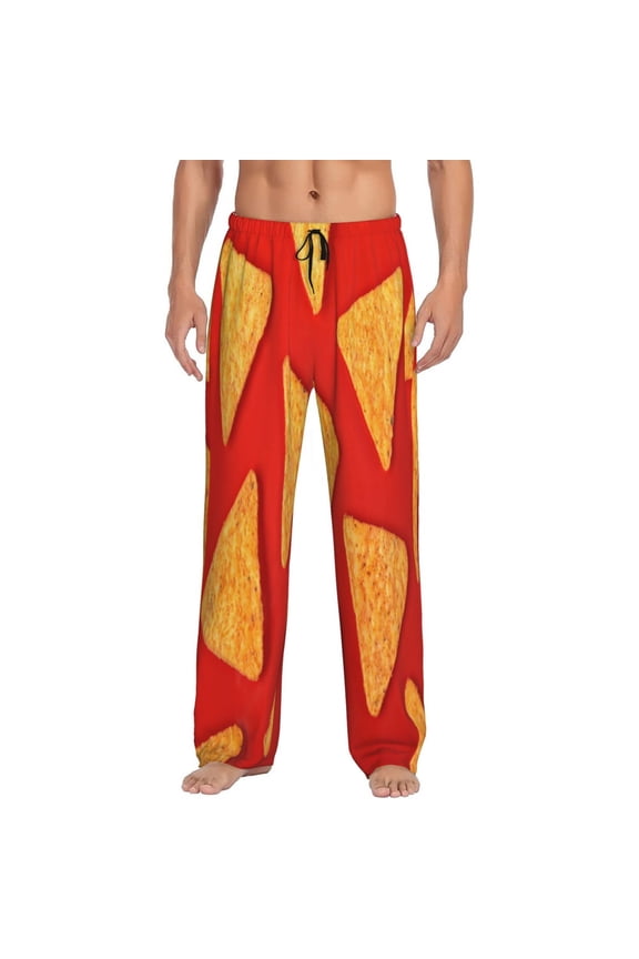 Tortilla chips Print Pajama Pants for Men,Men’s Pajama Bottoms,Mens PJ Pants with Pockets & Button Fly-Small