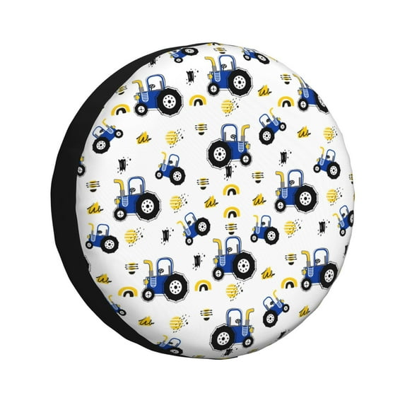 Logiee Tractor And Vehicle Print Spare Tire Cover, Universal Wheel Protectors,Waterproof Dust-Proof UV Sun Wheel Tire Cover,Fit for SUV, RV, Travel Trailer, Truck-14 inch