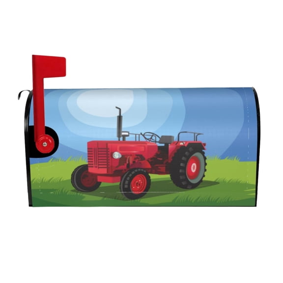 Logiee Tractor on farming land Print Post Letter Box Wrap Decor, Mailbox Cover Suitable for Standard Mailbox and Large Size Mailbox,Outdoor Yard Decoration-25.5x21 in