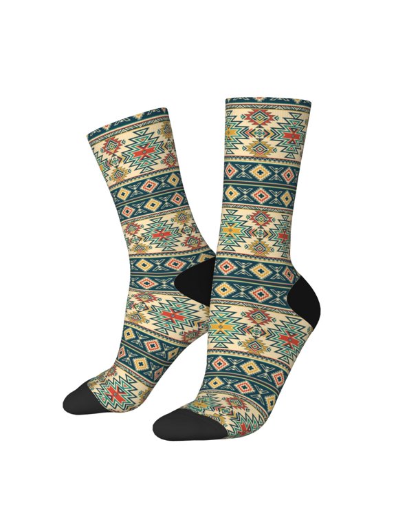 Traditional Tribal Aztec1 Print Adult Socks for Men & Women,Calf Socks, Ankle Socks,Boots Socks,Breathable Casual Sock,Unisex Crew Socks
