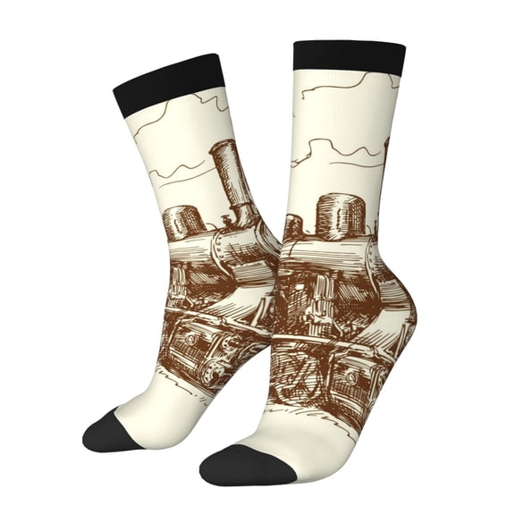 Logiee Train Print Adult Socks for Men & Women,Calf Socks, Ankle Socks,Boots Socks,Breathable Casual Sock,Unisex Crew Socks