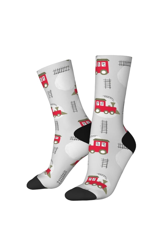 Trains Print Adult Socks for Men & Women,Calf Socks, Ankle Socks,Boots Socks,Breathable Casual Sock,Unisex Crew Socks