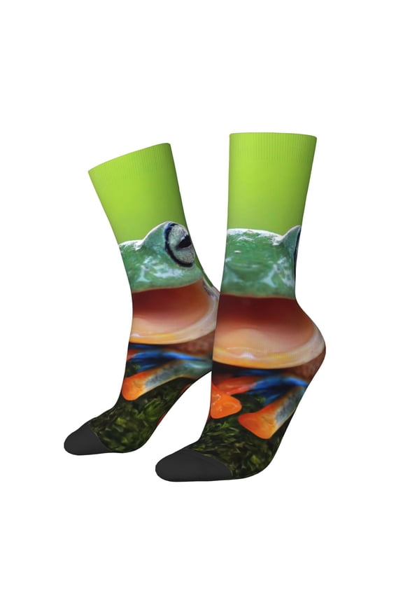 Tree Frog Print Adult Socks for Men & Women,Calf Socks, Ankle Socks,Boots Socks,Breathable Casual Sock,Unisex Crew Socks