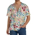thumbnail image 1 of Logiee Trendy Floral Design Print Men's Button Down Shirts Short Sleeve, Summer Beach Shirts,Vacation Wedding Shirts,Men's Casual Button-Down Shirts with Pocket-4X-Large, 1 of 5