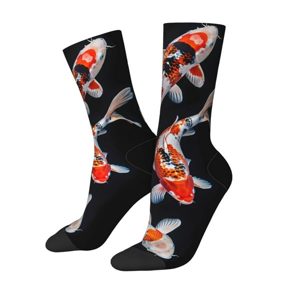 Logiee Tricolor Koi Fish Trio Print Adult Socks for Men & Women,Calf Socks, Ankle Socks,Boots Socks,Breathable Casual Sock,Unisex Crew Socks