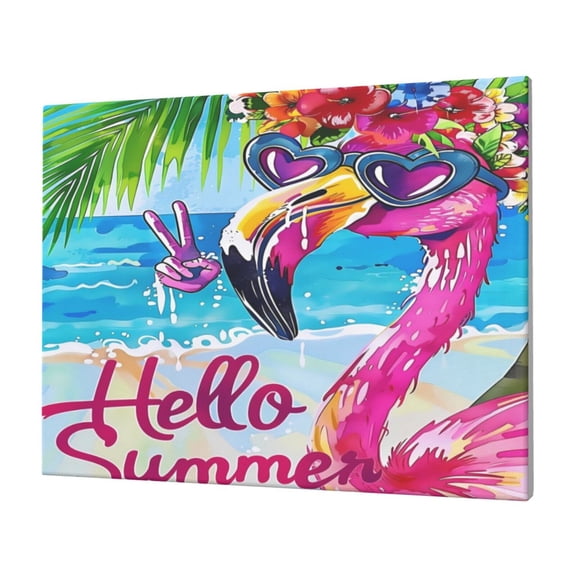 Logiee Tropical Flamingo Summer Print Canvas Wall Art,Canvas Picture Prints with Frame, Wall Art Decorative,Canvas Decorative,Suitable for Living Room Bedroom Office Room 30x40