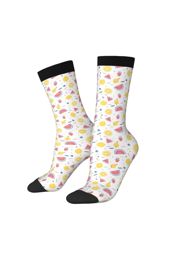 Tropical Fruit Print Adult Socks for Men & Women,Calf Socks, Ankle Socks,Boots Socks,Breathable Casual Sock,Unisex Crew Socks