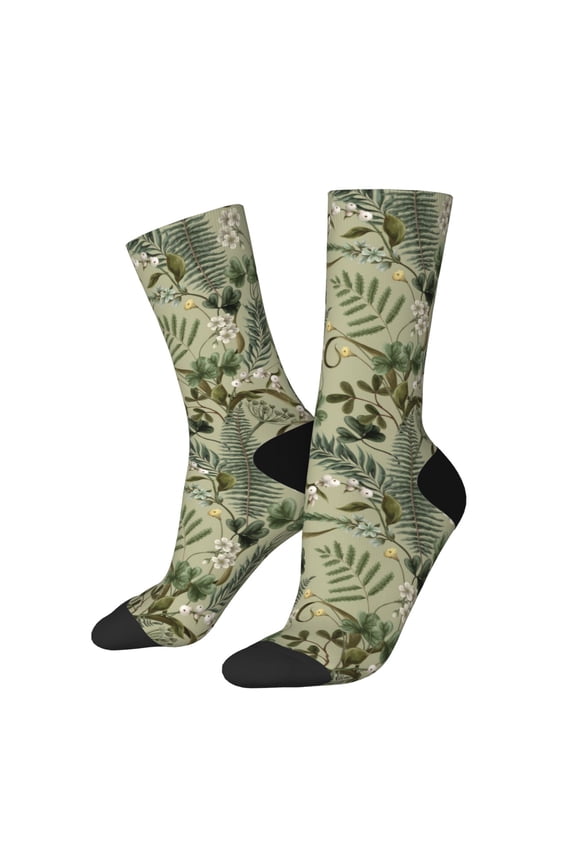 Tropical Plants Green Print Adult Socks for Men & Women,Calf Socks, Ankle Socks,Boots Socks,Breathable Casual Sock,Unisex Crew Socks
