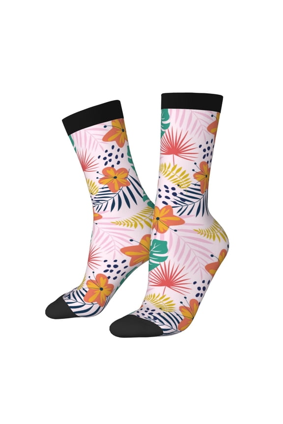 Tropical Plants Print Adult Socks for Men & Women,Calf Socks, Ankle Socks,Boots Socks,Breathable Casual Sock,Unisex Crew Socks