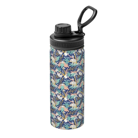 Logiee Tropical Sloth Print Water Bottle,18oz Sports Insulated Kettle for Cycling Gym Basketball Outdoor, Suitable as a Present
