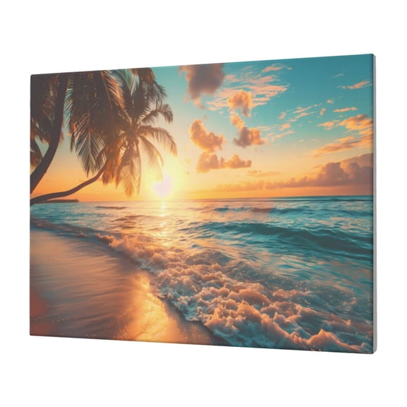 Logiee Tropical Sunset Beach Scene Print Canvas Wall Art,Canvas Picture Prints with Frame, Wall Art Decorative,Canvas Decorative,Suitable for Living Room Bedroom Office Room 30x40