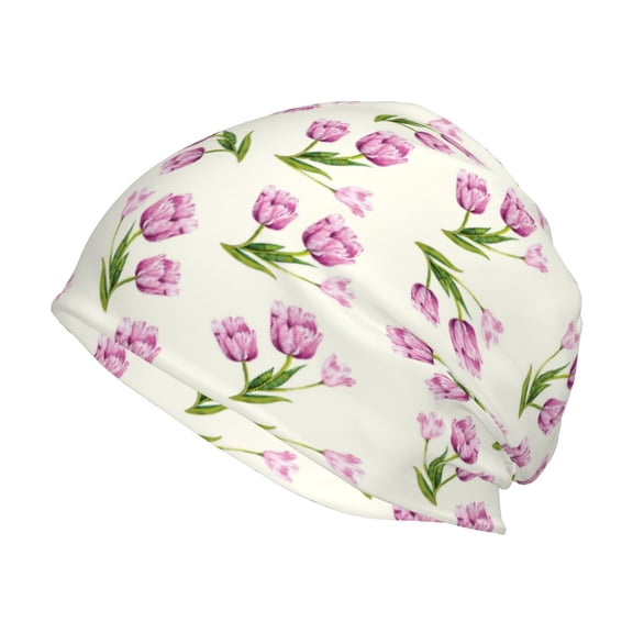 Logiee Tulips Flowers Print Unisex Knit Beanie for Men Women Winter Hat,Beanies Skull Caps