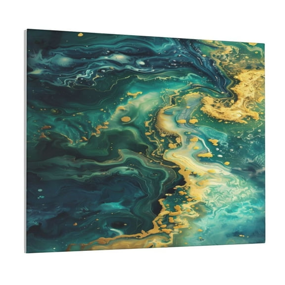 Logiee Turquoise Golden Swirl Print Canvas Wall Art ,Art Poster,Canvas Decorative Picture,Decor Wall Pictures for Living Room Bedroom Bathroom,Ready to Hang