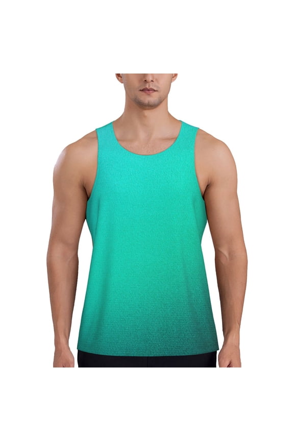 Turquoise Light Blue Print Men's Workout Tank Top,Quick Dry Workout Tank Top,Gym Muscle Tee,Fitness Bodybuilding Sleeveless T Shirt-