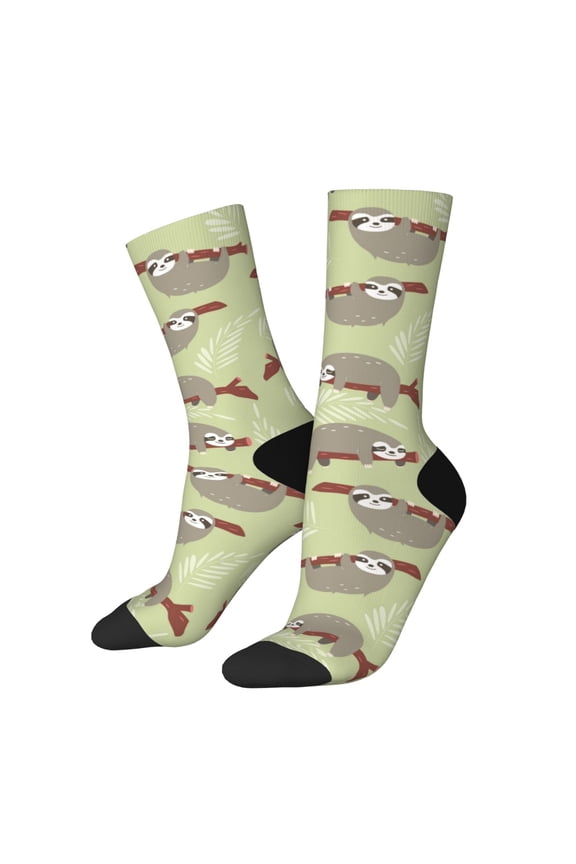 Twig Sloth Print Adult Socks for Men & Women,Calf Socks, Ankle Socks,Boots Socks,Breathable Casual Sock,Unisex Crew Socks