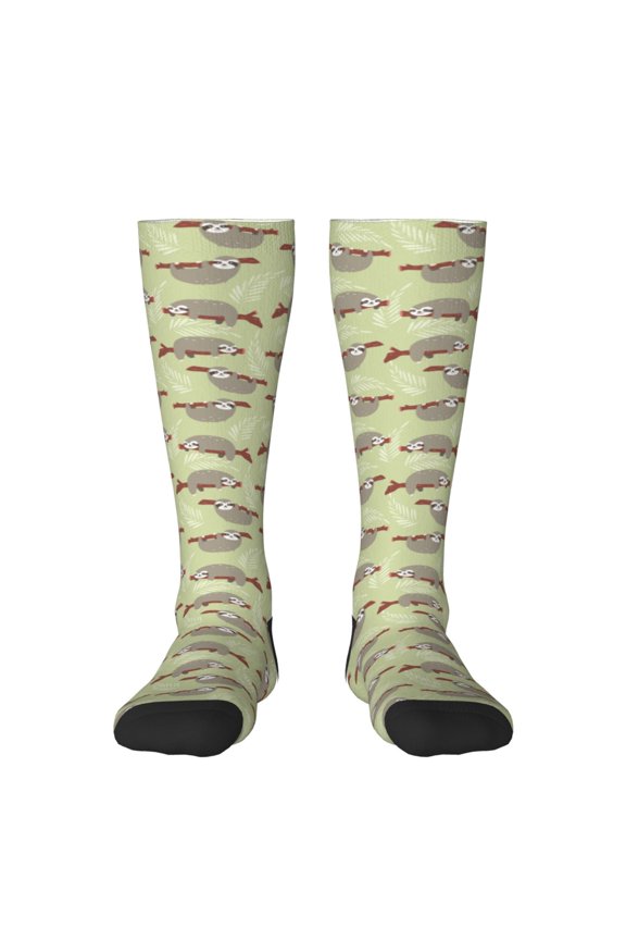 Twig Sloth Print Gift Stocking Stuffers,Adult Stockings,Novelty Socks,Funny Socks Birthday Running Walking Sleeping
