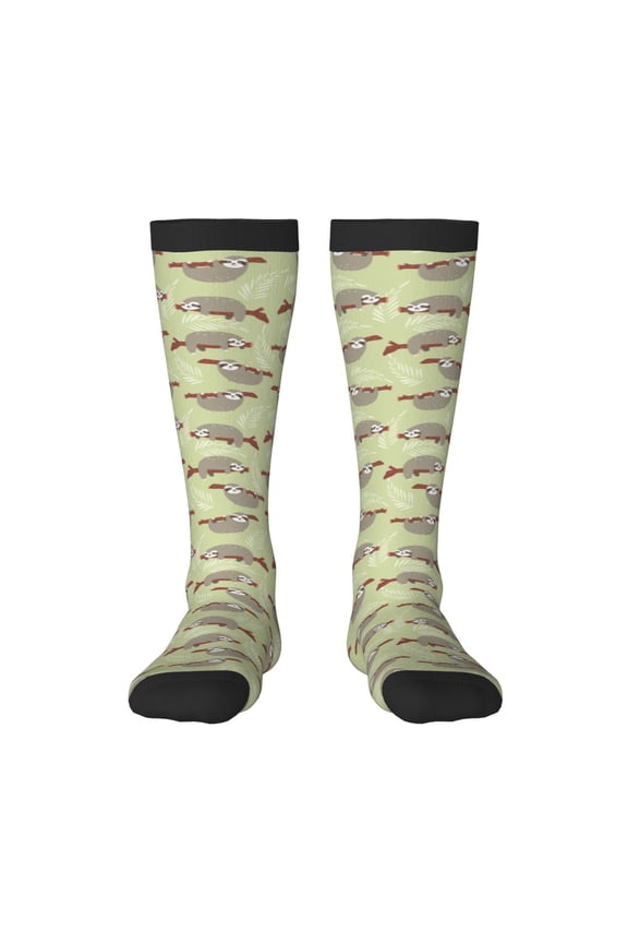 Twig Sloth Print Gift Stocking Stuffers,Adult Stockings,Novelty Socks,Funny Socks Birthday Running Walking Sleeping