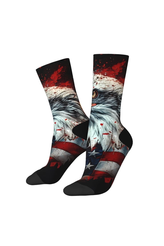 USA Bald Eagle Print Adult Socks for Men & Women,Calf Socks, Ankle Socks,Boots Socks,Breathable Casual Sock,Unisex Crew Socks