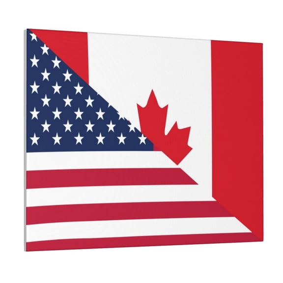 Logiee USA Canada Flag Print Canvas Wall Art ,Art Poster,Canvas Decorative Picture,Decor Wall Pictures for Living Room Bedroom Bathroom,Ready to Hang
