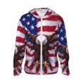 thumbnail image 1 of Logiee USA Eagle with Spread Wings Print Men's Women Light Jacket Full Zip Sun Protection Hoodie Long Sleeve Sun Shirts for Men Hiking Fishing Zip Pockets-Large, 1 of 8