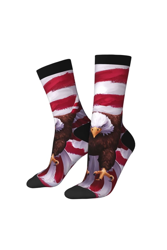 USA Eagle with Spread Wings Print Adult Socks for Men & Women,Calf Socks, Ankle Socks,Boots Socks,Breathable Casual Sock,Unisex Crew Socks
