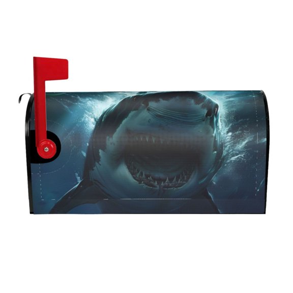 Logiee Undersea Shark Print Post Letter Box Wrap Decor, Mailbox Cover Suitable for Standard Mailbox and Large Size Mailbox,Outdoor Yard Decoration-21x18 in