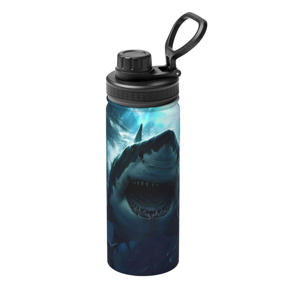 Logiee Undersea Shark Print Water Bottle,18oz Sports Insulated Kettle for Cycling Gym Basketball Outdoor, Suitable as a Present