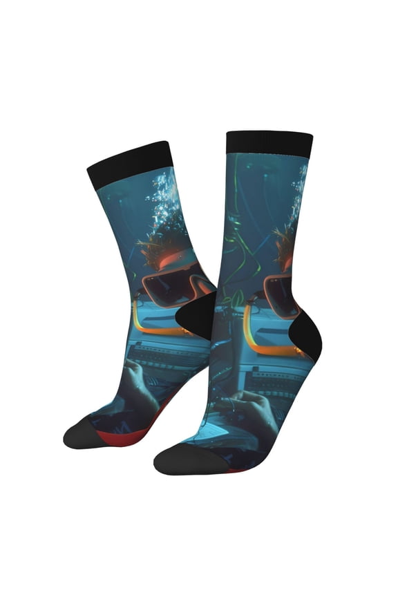 Underwater Office Diver Print Adult Socks for Men & Women,Calf Socks, Ankle Socks,Boots Socks,Breathable Casual Sock,Unisex Crew Socks