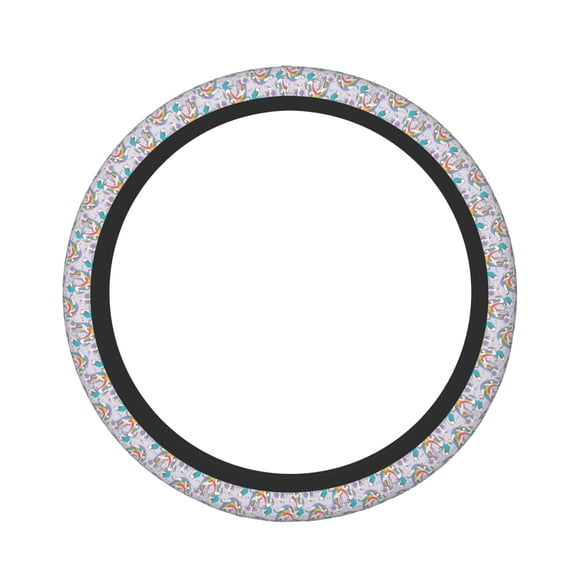 Logiee Unicorn DoingYoga Print Breathable Elastic Steering Wheel Cover, Non-Slip Stretch Steering Wheel Protector,Universal 15 Inch Fit Auto, Suvs, Truck