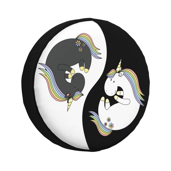 Logiee Unicorn in Yoga Print Spare Tire Cover, Universal Wheel Protectors,Waterproof Dust-Proof UV Sun Wheel Tire Cover,Fit for SUV, RV, Travel Trailer, Truck-14 inch