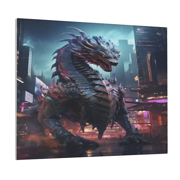 Logiee Urban Mechanical Dragon Print Canvas Wall Art ,Art Poster,Canvas Decorative Picture,Decor Wall Pictures for Living Room Bedroom Bathroom,Ready to Hang