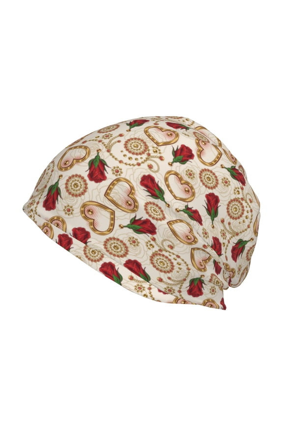 Valentine'S Day Rose Print Unisex Knit Beanie for Men Women Winter Hat,Beanies Skull Caps