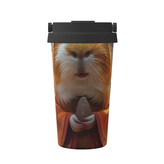 Logiee Valley Meditating Guinea Pig Print Stainless Steel Coffee Tumbler, Travel Coffee Mug, Insulated Coffee Mug with Lid, Spill Proof Coffee Cup, Portable Thermal Mug