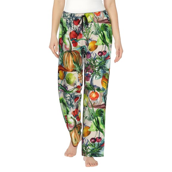 Logiee Vegan1 Print Women Pajama Pants,Comfy Pj Bottom with Pockets & Drawstring,Stretch Casual Sleepwear-Large