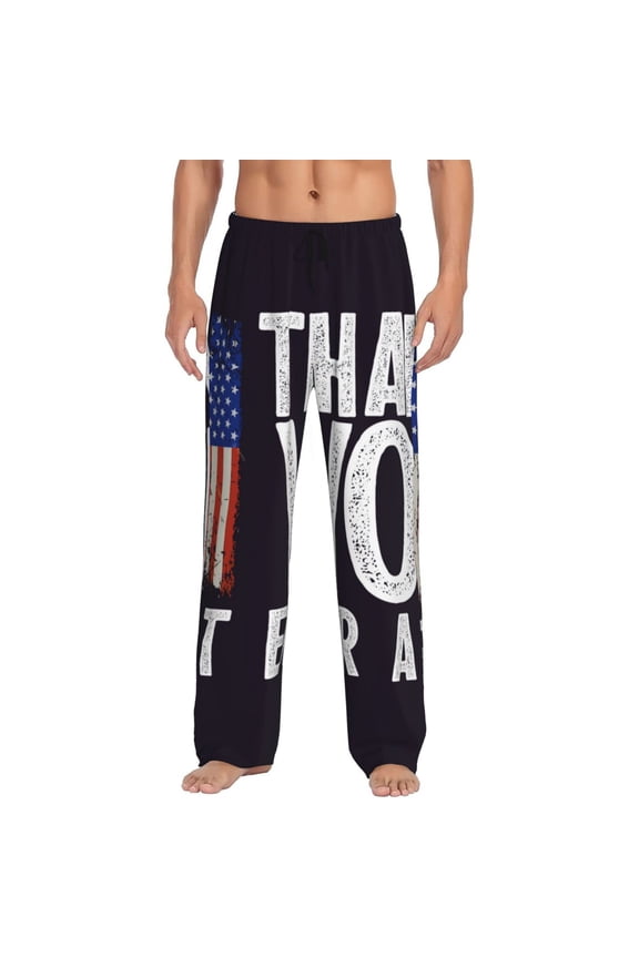 Veterans Day2 Print Pajama Pants for Men,Men’s Pajama Bottoms,Mens PJ Pants with Pockets & Button Fly-Large