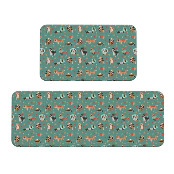 Logiee Veterinary Clinics Print Kitchen Mats for Floor Sets of 2,Waterproof Kitchen Rugs,Non Slip Comfort Standing Mat Rug for Home,Runner,Sink,Office,Laundry